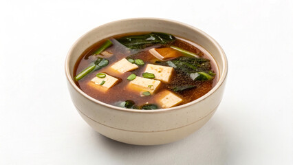 Bowl of Miso Soup with Tofu and Green Onions