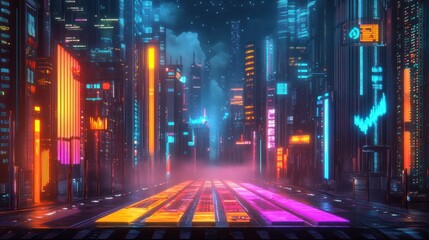 Futuristic Neon Cityscape Perspective