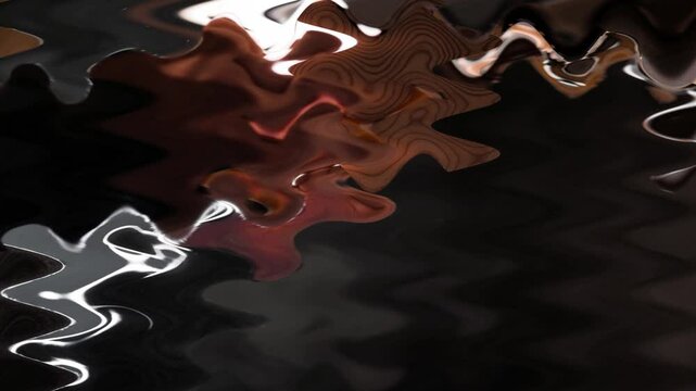 Slow motion watercolor shades of brown water puddle wavy abstract composition.