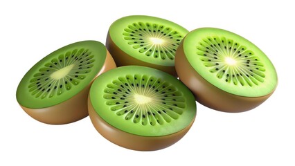 Fototapeta premium Kiwi Fruit Slices on White Background