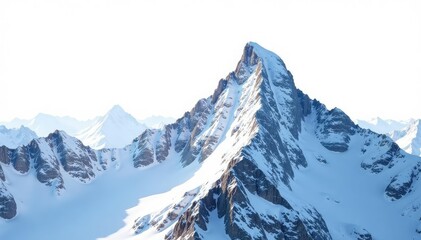 Obraz premium Snow-covered mountain peak against bright white sky, view, calm, white