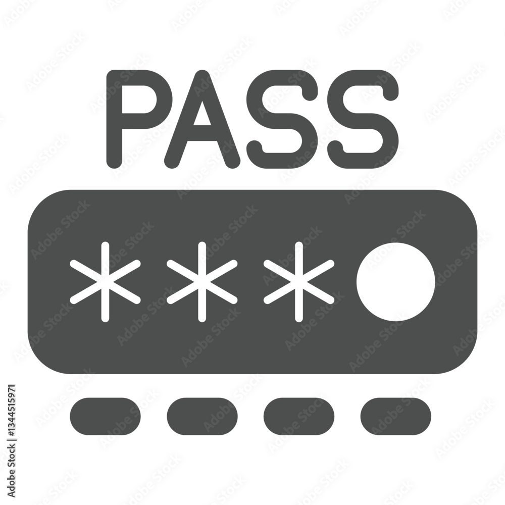 Poster entering secure password solid icon, hacker attacks concept. vector graphics. password input form si