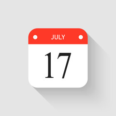 Vector icon page day calendar - 17 July month