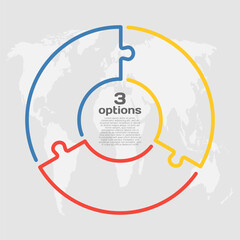 Circle diagram infographic in 3 steps or options