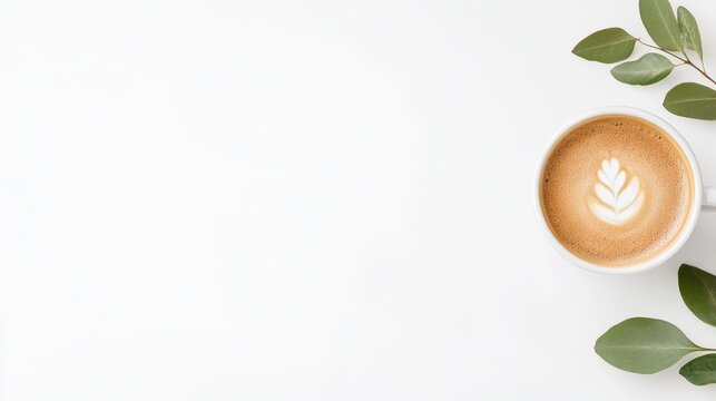 Simple latte art on a white background