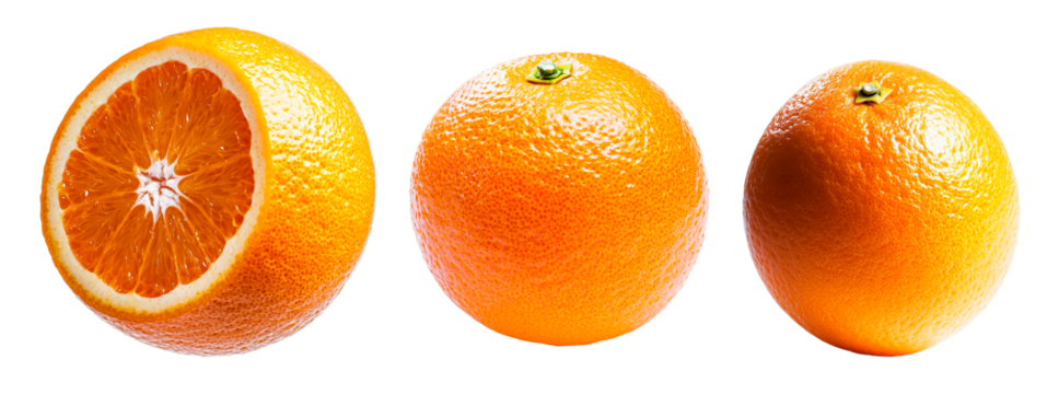 Isolated Floating Orange on White Background. PNG transparent.	
  
