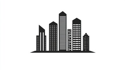 Obraz premium City skyline silhouette, urban landscape, simple graphic, business district, vector art, background image