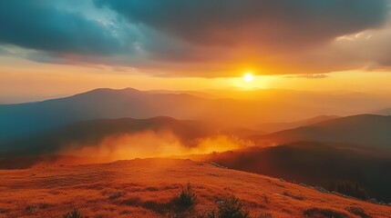 Fototapeta premium World Meteorological Day style. Vibrant sunset over