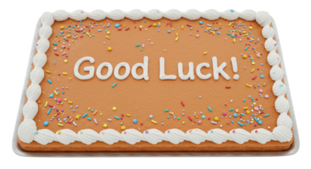 Good Luck Decorated, Sheet Cake Baked Bakery Dessert with Icing,  Isolated Transparent PNG
