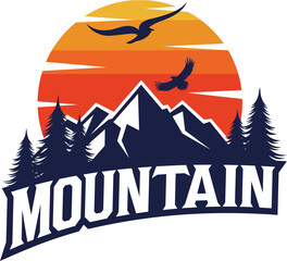 Mountain adventure logo premium vector illustrations, sunset outdoor 
