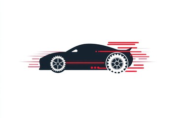 Fast sports car speeding, white background, motion blur, website design