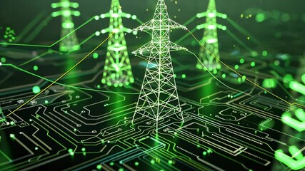 Smart Grid: Power Transmission on Circuit Board - Powered by Adobe