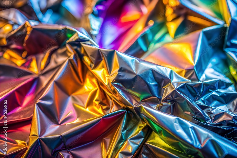 Canvas Prints crumpled iridescent foil with abstract vibrant texture