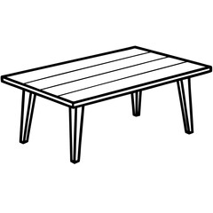 Wood Table Line Art Vector Design