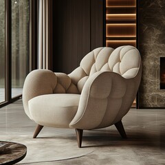 A luxury armchair with soft fabric and modern aesthetics 