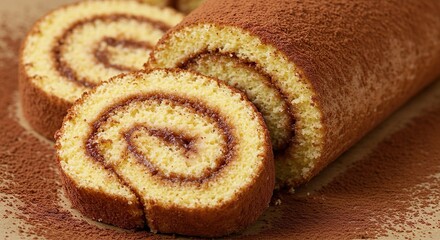 Classic Swiss Roll with Cocoa Powder Dusting &ndash; Soft and Fluffy Cake Roll

