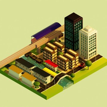 vector isometric city