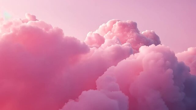 Dreamy pink clouds gently moving across a soft gradient sky, creating a calming backdrop