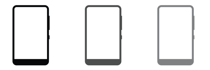 Smartphone vector icon for background graphic design. Modern black vector illustration of mobile gadget in flat style. Phone display with white screen isolated .Vector Illustration .
