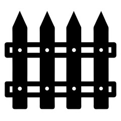 classic wooden fence black silhouette vector, Simple silhouette Design vector icon with white background.