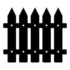 classic wooden fence black silhouette vector, Simple silhouette Design vector icon with white background.