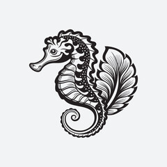 seahorse  silhouette  vector art 1