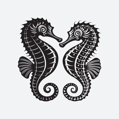 seahorse  silhouette  vector art 1