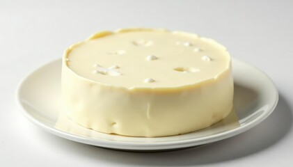 Soft goat cheese, spreadable, white background , soft, natural, goat cheese