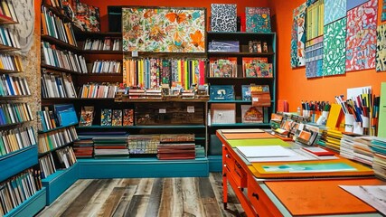 Personalized stationery store with vibrant decor vibe