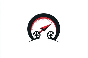 Speedometer, wheels, fast, motion, graphic design, isolated, white background, logo concept