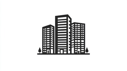 Simple icon of three modern buildings.