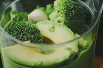 Generative AI image of a healthy smoothie topped with natural fresh products