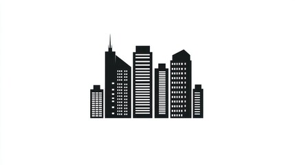 Obraz premium Cityscape skyline, urban buildings, daytime, simple illustration, website design