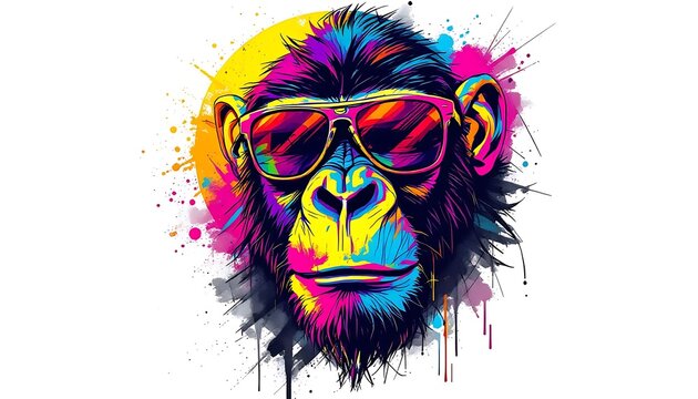 Cool Colorful Monkey Art Print Sunglasses Pop Art
