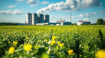 Biofuels as a renewable energy source, derived from organic materials like algae and agricultural waste, providing sustainable alternatives to fossil fuels and reducing greenhouse gas emissions.