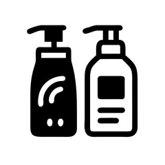 Fototapeta premium Shampoo and Conditioner Bottles Icon - Black Silhouette