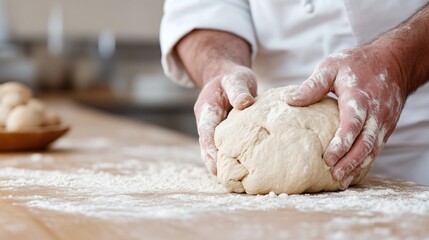Fototapeta premium Kneading dough in a professional kitchen