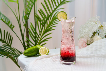 Fruity drinks on a fresh background