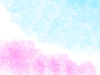 春の桜と青空イメージのテクスチャー背景素材。桜並木のイメージ。