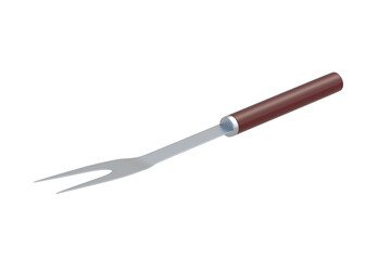 One carving fork isolated on white background. Barbecue accessory. Cooking equipment. 3d render