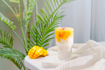 Fruit sundae on a simple background