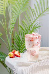 Fruit sundae on a simple background