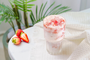 Fruit sundae on a simple background
