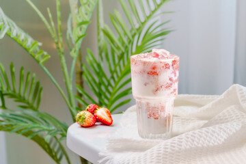 Fruit sundae on a simple background