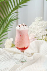 Fruit sundae on a simple background