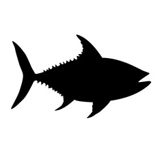 Full-body silhouette of a tuna fish, featuring a bold and dynamic shape. Ideal for seafood businesses, fishing industries, and marine-related graphics