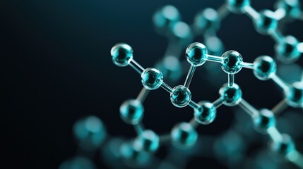 A close-up view of molecular structures showcasing interconnected atoms in a vibrant, digital representation, emphasizing scientific concepts.