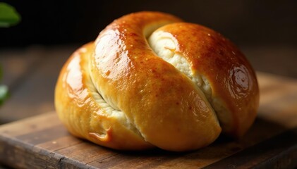 Light brown, slightly glossy artisan bun, rustic texture , artisan, roll