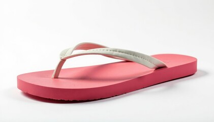 A solitary flip-flop against pure white backdrop Detail of sole texture shown , close-up, fashion, product