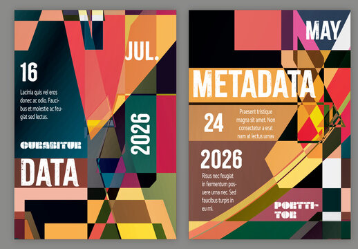 Flyer A4 Abstract Pixilated Bright Rectangles Big Data